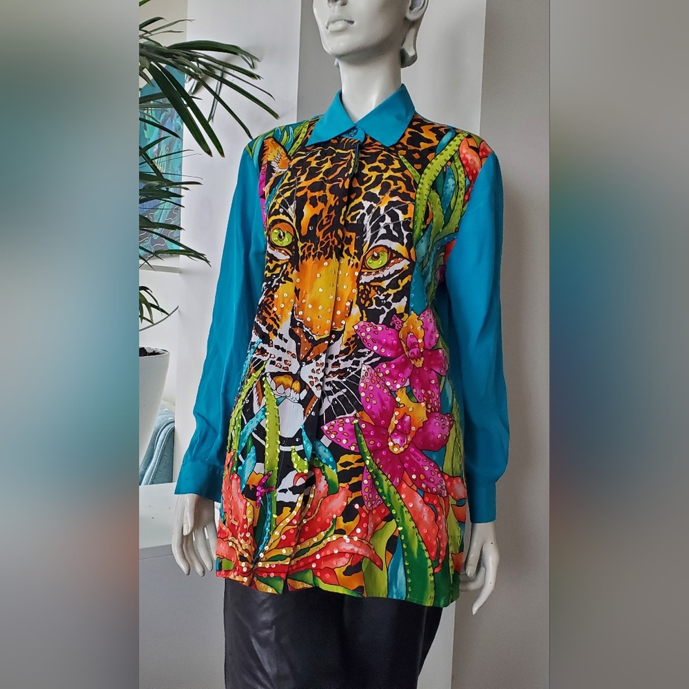 Silk Tiger Sequin Rainbow Blouse